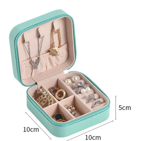 Small PU Leather Jewelry Box Portable Travel Jewellery Ornaments Storage Case - Picture 3 of 7